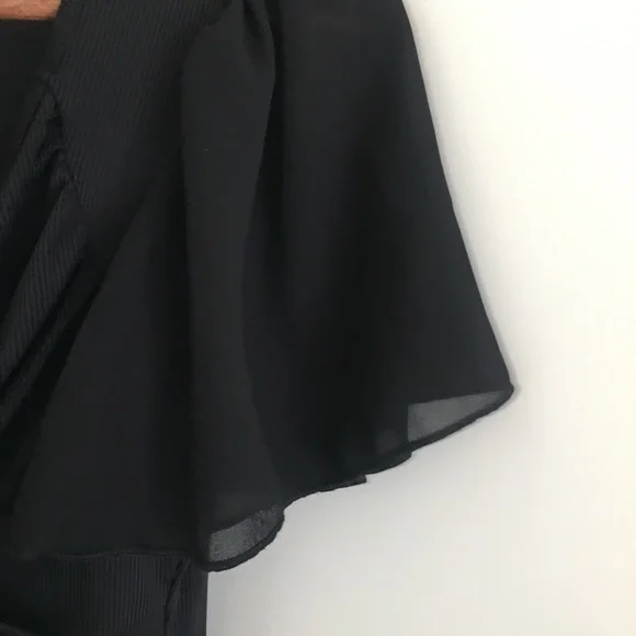 Zara Black Short Sleeve Wrap Top - Picture 2 of 3